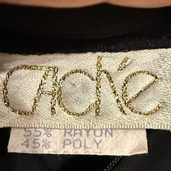 Vintage Cache Slimming top Black Sheer Lace tops Cache Evening blouse M - Picture 4 of 7